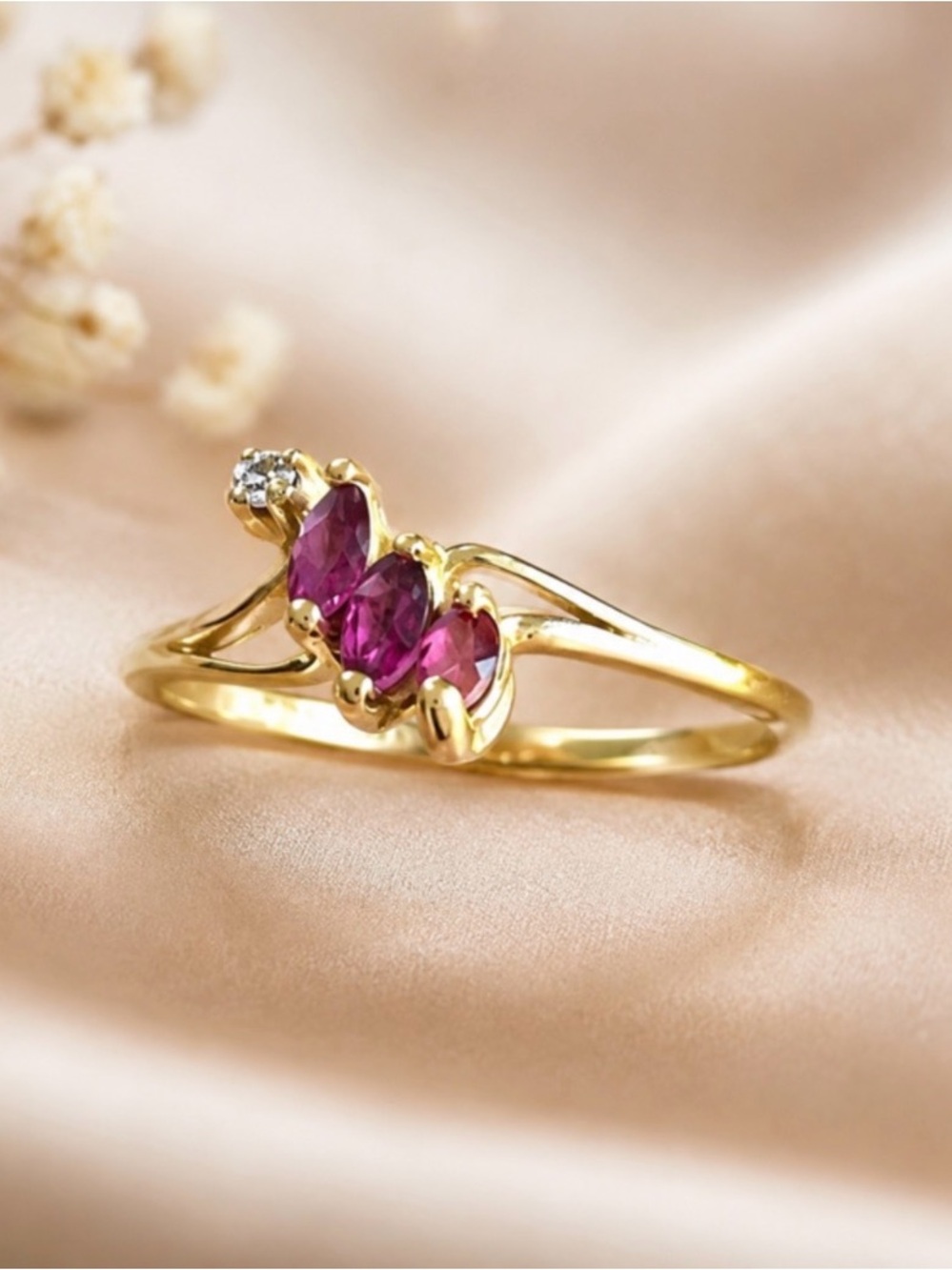14K Ruby and Diamond Ring - Size 6.25